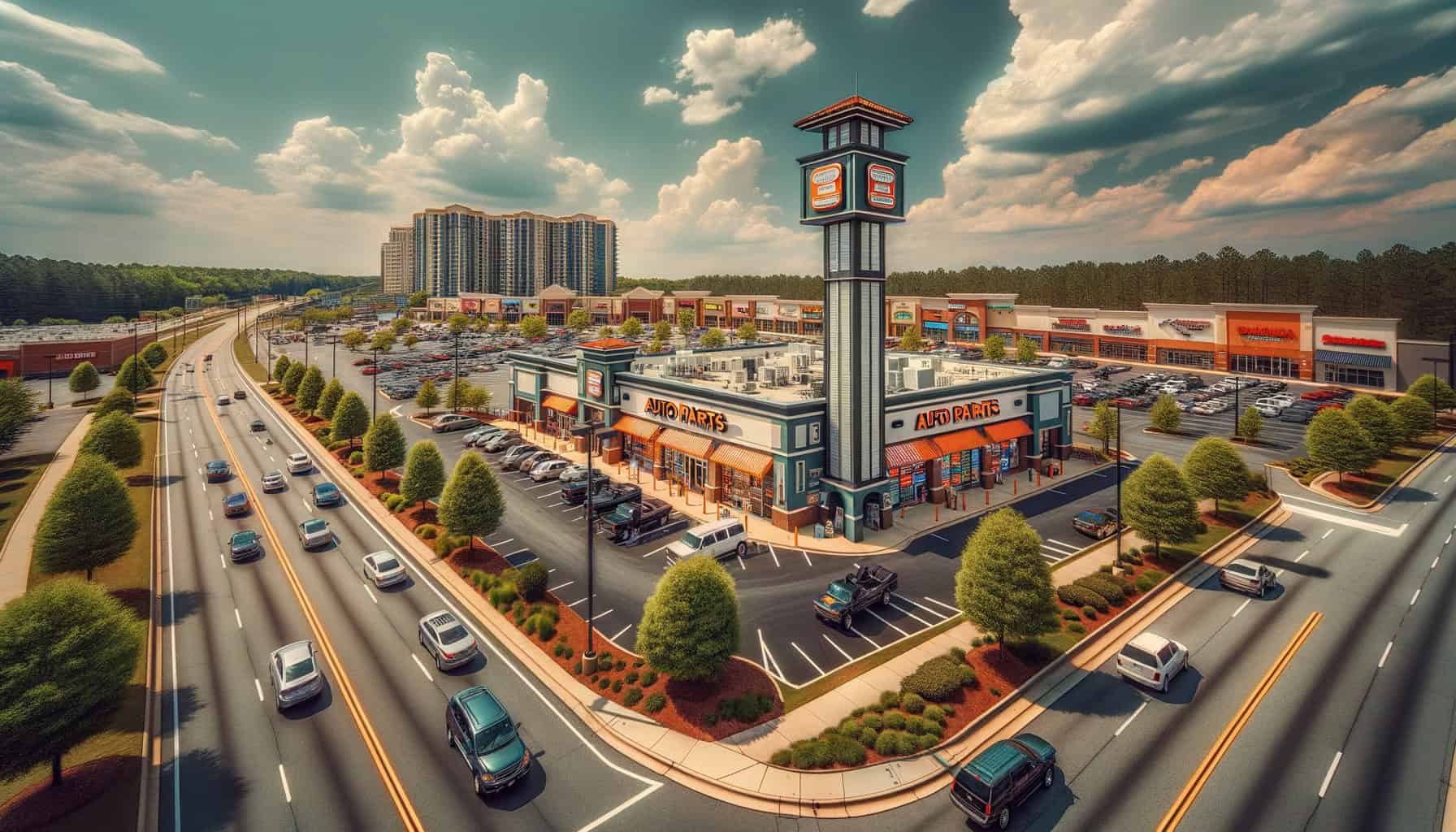 AutoZone NNN investment property on suburban corridor in Charlotte North Carolina with high traffic count