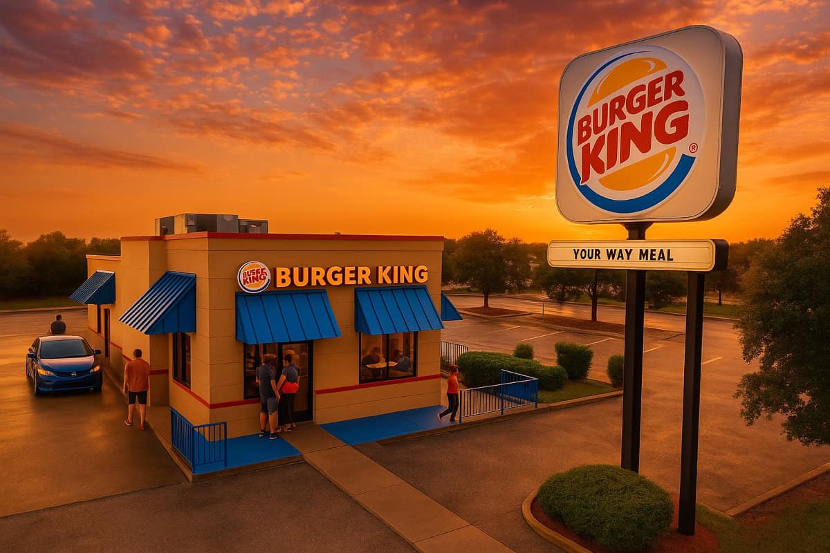 Burger King NNN property for sale — freestanding restaurant with drive-thru and pylon sign