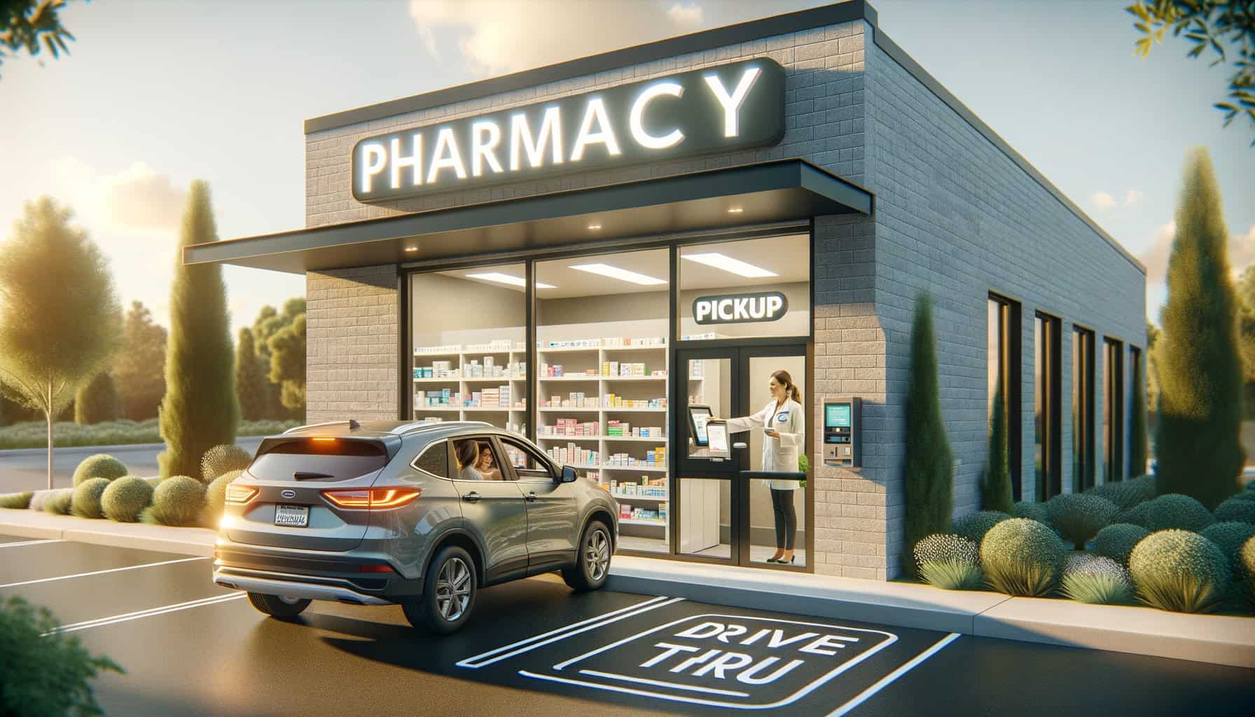 CVS drive-through pharmacy pickup window showing convenient prescription service for NNN property investors