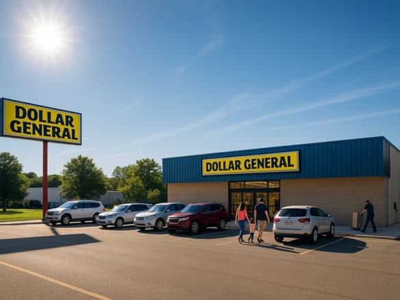 Dollar General NNN property for sale — freestanding single-tenant value retail store with parking lot in rural small-town location