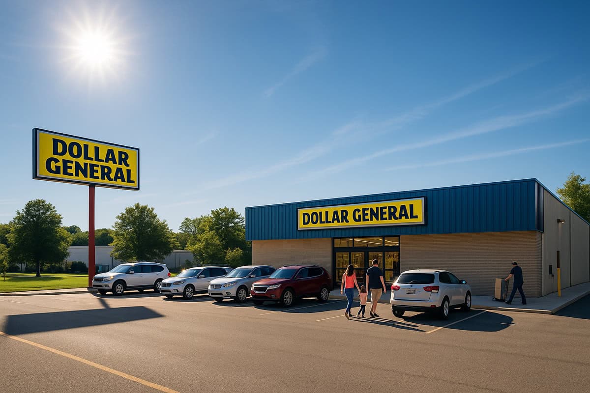 Dollar General NNN property for sale — freestanding single-tenant value retail store with parking lot in rural small-town location
