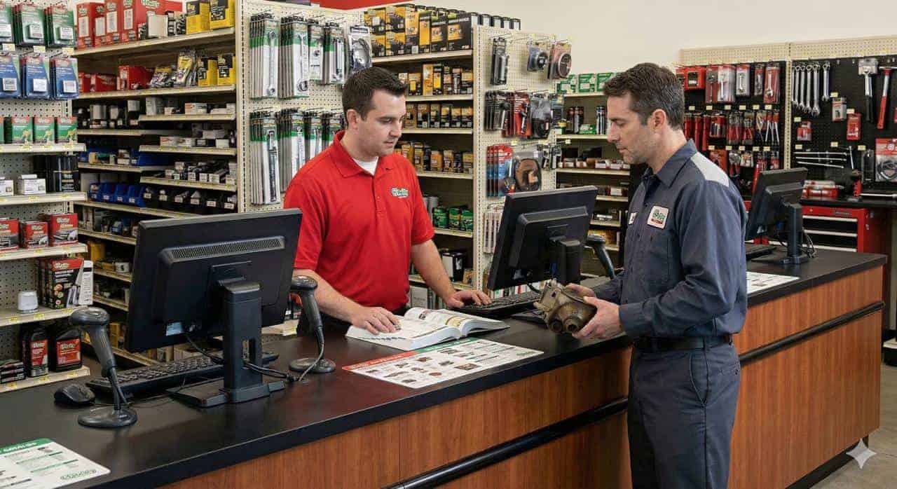 O'Reilly Auto Parts commercial parts counter serving professional installer showing B2B relationship model driving 60 percent of revenue for recession-resistant auto parts demand